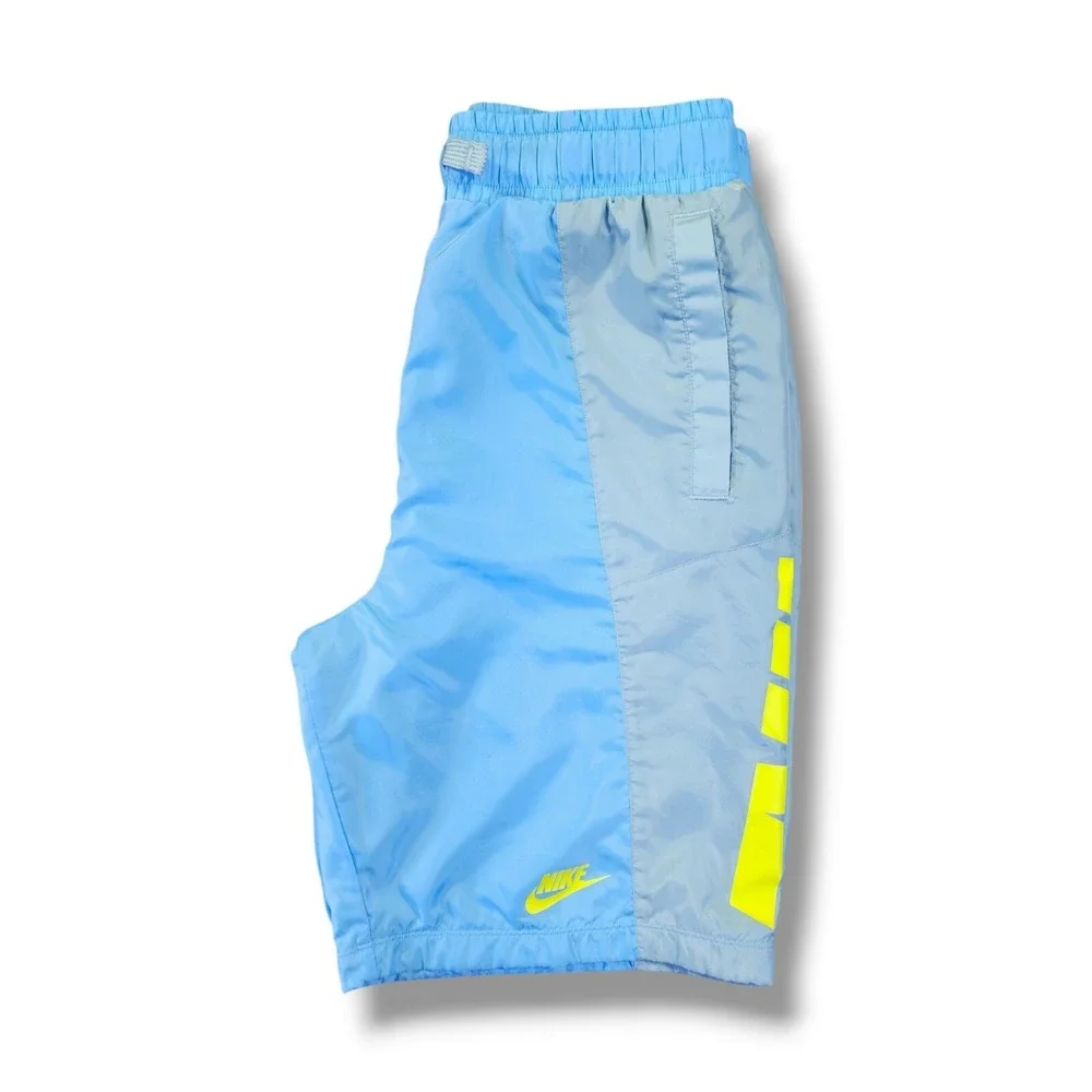 Nike Athletic Sportswear 2 Tone Light Blue Neon Yellow Logo Youth‎ Size L 27-28